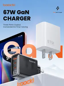 Toocki 67W GaN Fast Charger 3-Port USB-C PD Wall Charger with Digital Display for iPhone Samsung MacBook