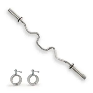 Sunny Health & Fitness Olympic Curl Bars - EZ & Super Curl, 47 - 48"