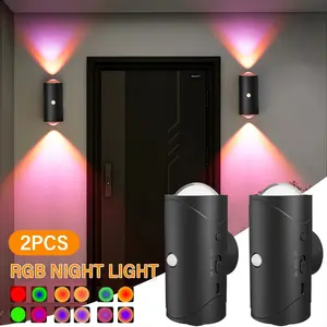 2pcsLED Dual-Head Motion Sensor Wall Light, USB Powered RGB Sunset Projection Lamp, Easy Installation, Led Rgb Lights, Ideal for Bedroom & Party Decor, Decorative Wall Light, birthday gift, Christmas gift