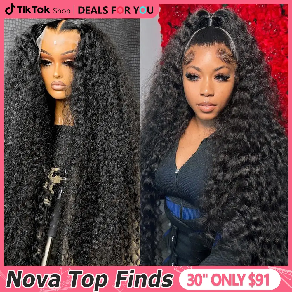 32 34Inch 13x6 13x4 Lace Front Human Hair Wigs Pre Plucked For Women Deep Wave Human Hair Lace Frontal Wigs 180 Density Transparent Lace Wig Real Huma