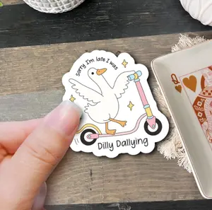 Silly Goose & Cute Funny Stickers - Trendy Girly Pink Vinyl Decals, Waterproof, Humorous Design, Ideal for Personalizing Books, Laptops & More