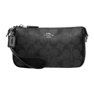 COACH Nolita 19 Zip Top Handle Bag for Women – Classic Coated Canvas and Smooth Leather Crossbody, Black