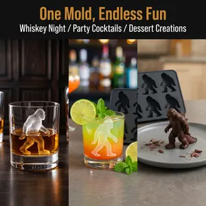 Bigfoot Ice Mold, Dinosaur Mold Sasquatch Shape Silicone Ice Cube Molds, Funny Silicone Popsicle Molds for Halloween Party Drinks, Easy Release & Dishwasher Safe Utensils