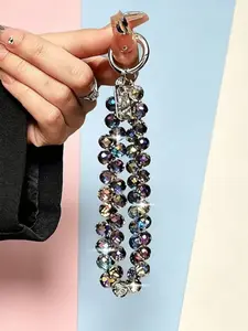 Luxury Crystal Bead Handbag Chain Keychain, Elegant Short Strap Key Holder, High-End Fashion Accessory, Trendy Jewelry Gift Idea