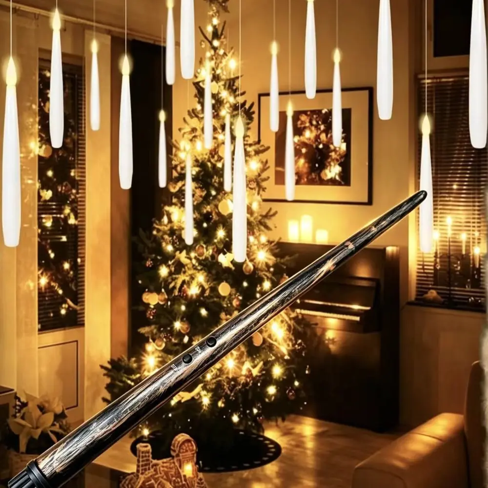 LED Floating Remote Control Candle Light, Magic Hanging Electronic Candle with Fishing Line Hook, Battery Operated Flameless Candle, Ideal Decor for Christmas, Halloween Party, Home Window, Indoor Outdoor Holiday Scene