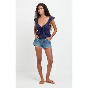 Pacsun Women's Jamie Low Rise Jean Micro Shorts Raw Cut Medium Blue