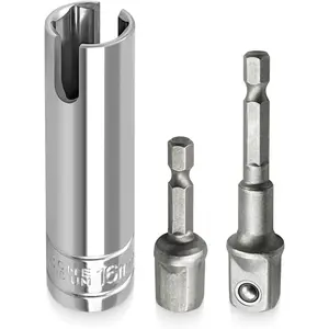 Stainless Steel Scissor Jack Slotted Drill kit with 2 Adapter and Crank Handle Replacement 3/8 Socket Fits for Pop-up Camper RV Manual Scissor Jacks C-Jack Stabilizing Jack T-Slot Drill Attachment