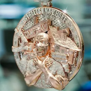 M2-2031Fully Iced 3D Campbell Acres Pendant | Custom Hip Hop Medallion tiktokshopspringglowup Iced Out Cross Statement Religious Necklace outdoorfun