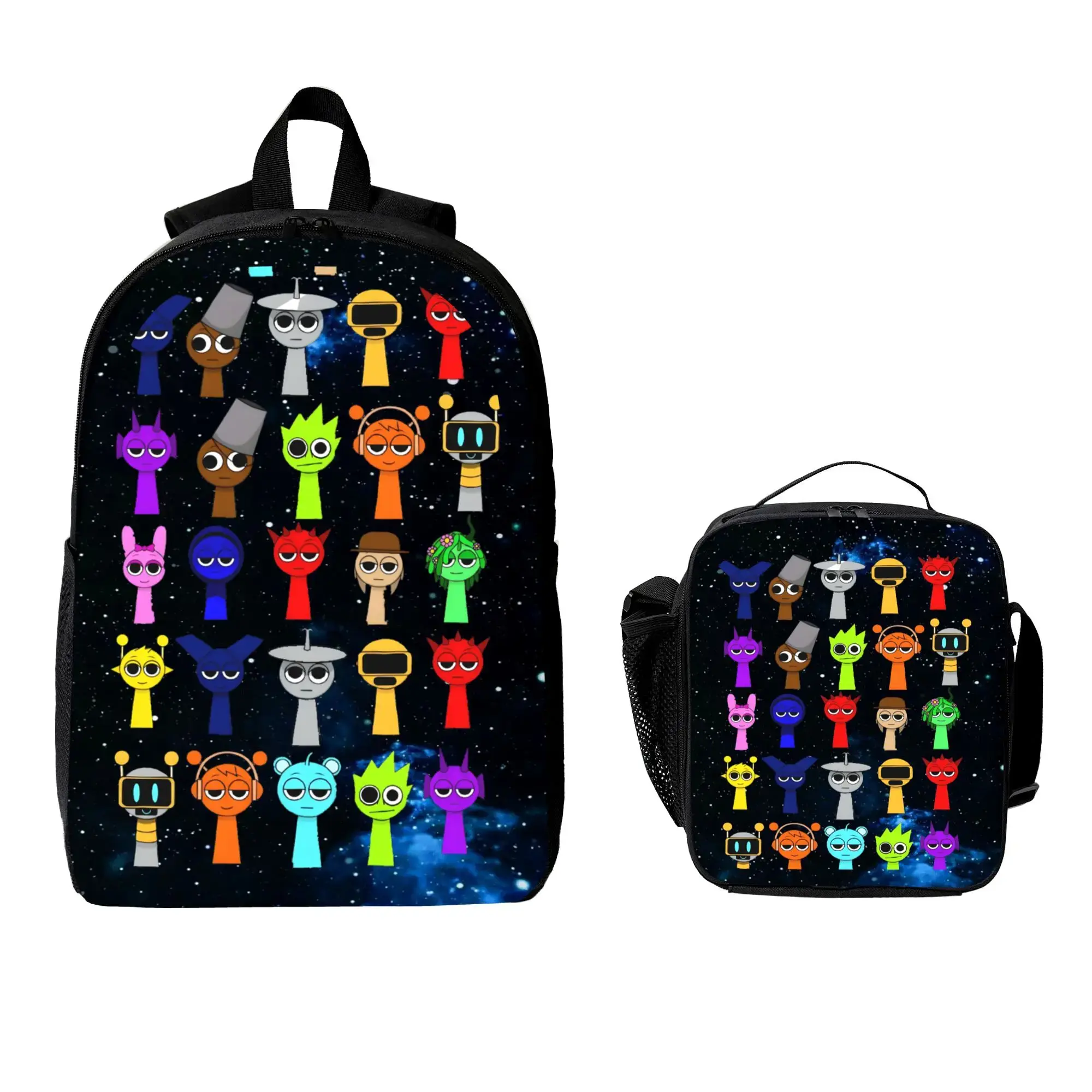 spr-unki Cartoon Backpack 2-Set - Exclusive Vibrant Pattern, High-Capacity, Lightweight, Resilient Materials, Multi-Function, Machine Washable Durable Laptop Backpack for Casual Travel, Gaming, Large, Unisex, Children, Cartoon Character