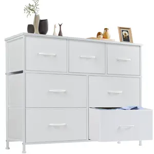 Warm ay Storage Tower with Fabric 7 Drawers, Dresser for Bedroom, Dresser with Sturdy Metal Frame, long-lasting construction, for offie home bedroom