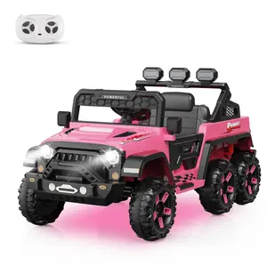 GARVEE Ride-On Car with 6 EVA Wheels and 4WD, 24V Battery Powered Electric Vehicle with Remote Control, 3 Adjustable Speeds, Soft Start, Battery Display, and Music in Pink