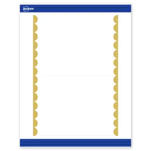 Avery Printable Rectangle Invitation Cards, Gold Edge Dots, 5" x 7", Matte White Rectangle Invitation Cards, Laser/Inkjet, 20ct, Great for Invitation Cards