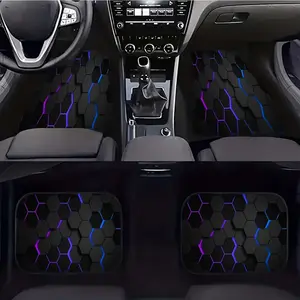 4pcs Abstract Purple Hexagon Pattern Car Mats, Car Floor Mats, Universal Fit, Easy to Clean, Suitable for All Models Interior Accessories, Suitable for Sedan and SUV, Fashionable Gift for Men and Women