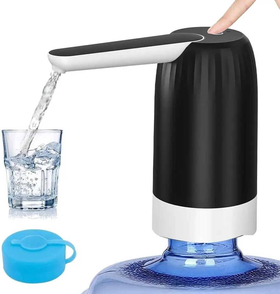 USB Electric Water Jug Pump - Portable Gallon Bottle Dispenser for Household Kitchen Use (Black)