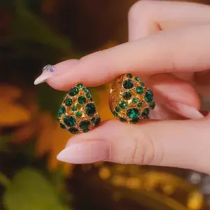 Light Luxury Elegant Green Drop Earrings, Super Shiny Fashion Minimalist Jewelry Accessories DZEH2356
