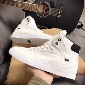 Supra Vaider Black White Canvas Mid-Top Skate Shoes - Unisex Footwear