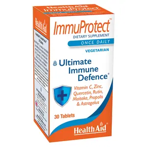 HealthAid Immuprotect, 30 Tablets, Ultimate Immune Defense, Contains Vitamin C, Zinc, Quercetin, Rutin, Maitake, Propolis, and Astragalus, Once Daily, Vegetarian