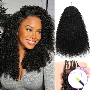 OQ HAIR Kinky Curly Knotless Pre-Separated Crochet Hair Extensions 100% Human Hair 50g/Pack Natural Color