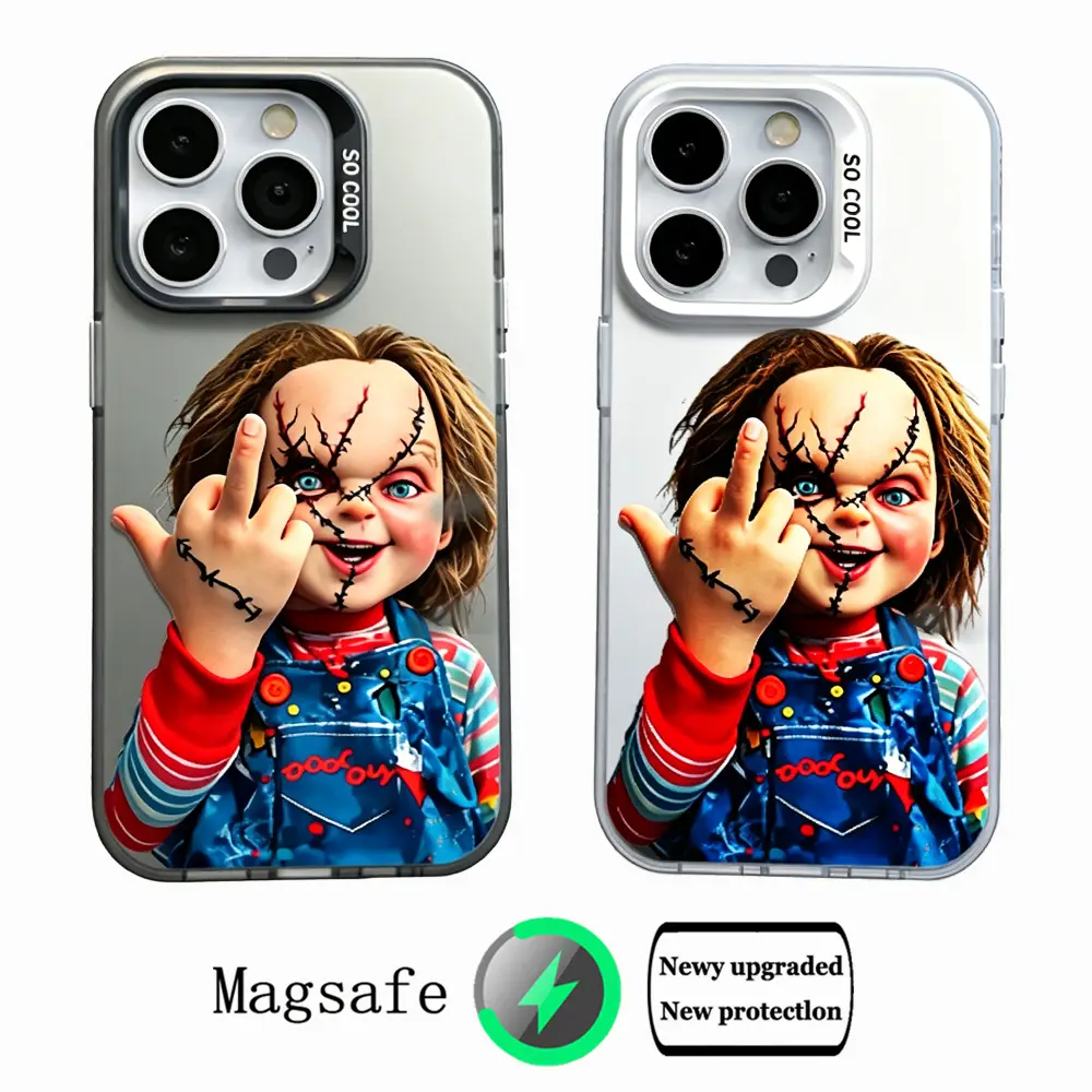 Chucky Creepy Gesture Pattern TPU Phone Case ，MagSafe iPhone Case for iPhone 17 Air 16 Pro Max 15 14 Plus 13 12 11 XR XS Samsung Galaxy S26 S25 Ultra S24 S23 S22 Plus S21 stylish camera protection Shockproof Anti Drop Durable Phone Case.