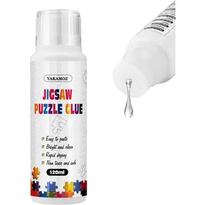 Updated Jigsaw Puzzle Glue with New Sponge Head for Adults Clear Water-Soluble Special Craft Puzzle Glue Quick Dry for 1000/1500/3000 Pieces of Puzzle,120ML