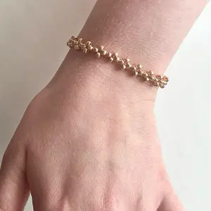 Rose Gold Stacking Bracelet - Simple Design with Beaded Pattern