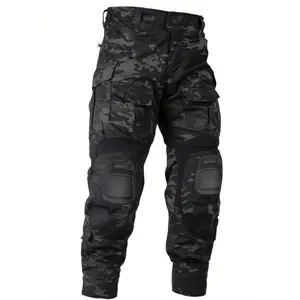 Men'S Outdoor Tactical Pants (with Knee Pads) Camouflage Overalls Waterproof Hiking Pants No Belt