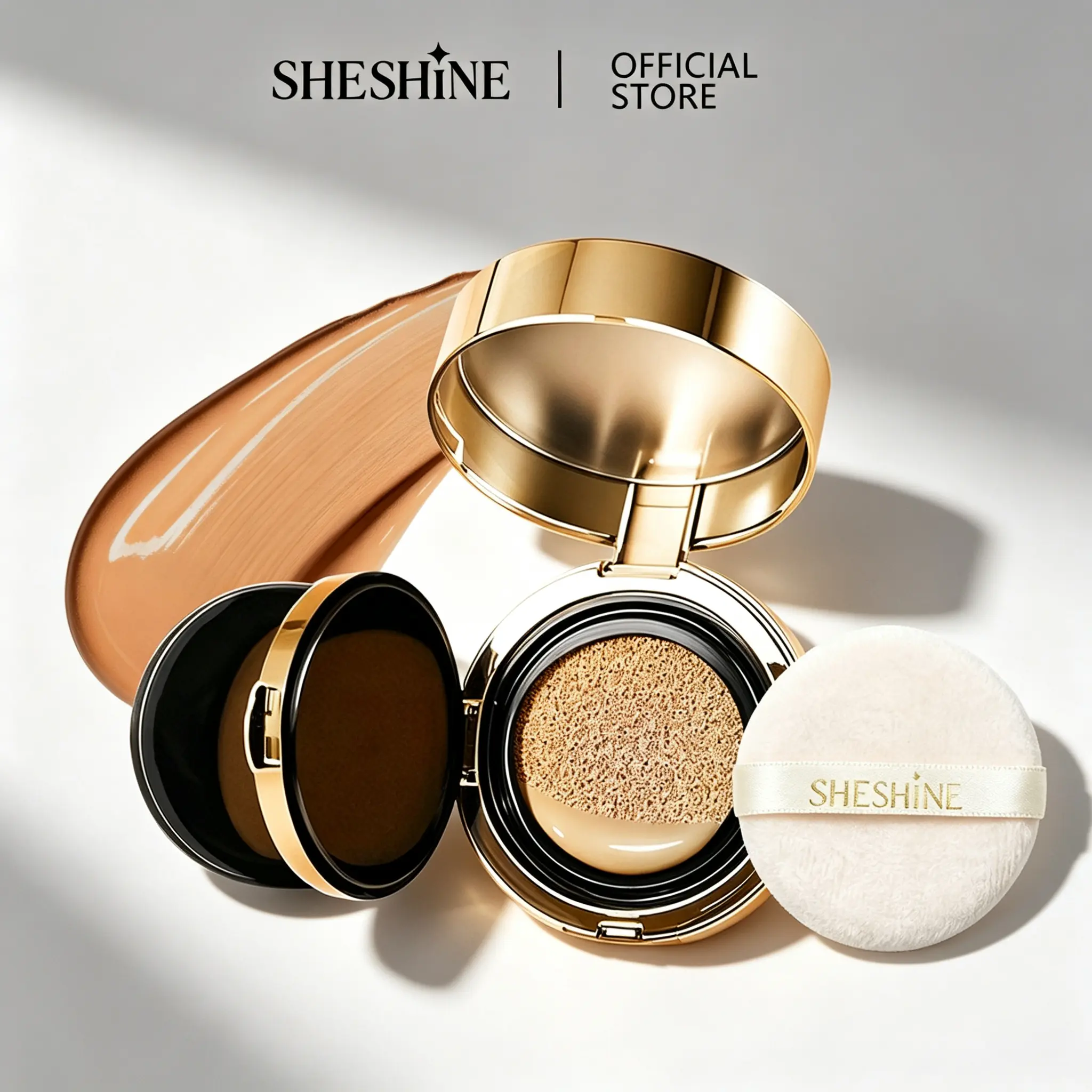 【B】SHESHINE NOVO-Cushion BB + Compact Powder 2-in-1 Foundation Hyaluronic Acid for Radiant Skin and Shine Control in 30 Seconds SHESHINE2002