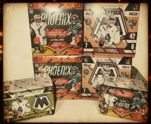 Break 31 2025 NFL 2 Mosaic, 2 Phoenix Megas, 1 Mosaic, 1 Phoenix Blaster
