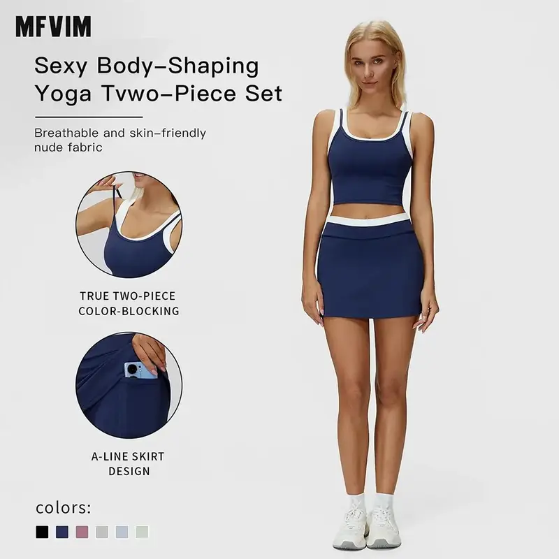 MFVIM Women's Solid Color Crop Tube Top & Short True 2-Piece Matching Set, Female Breathable Comfy Cold Wash Do Not Bleach Sportswear for Yoga, Travel & Camping Essentials