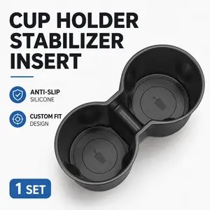 TPE Center Console Cup Holder Insert Fixes Wobbly Cups Spill Proof for Tesla Model Y Juniper 2025-2026 Model 3 Highland 2024-2025 Model YL