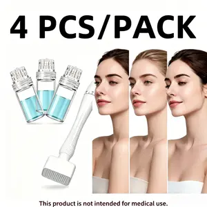 4-Pack Reusable 20-Pin 0.25mm Microneedles, Portable Microneedling Beauty Appliance for Serum Infusion, At-Home Skincare Tool for Microdermabrasion Exfoliation (Facial Care Equipment)