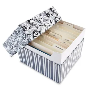 Lillian Vernon Black Elegance Greeting Card Organizer Box with Dividers - Store 140+ Christmas, Valentine, & Birthday Cards, Recipe Cards, Photo Collections, Postcards, Stationery, 7" x 9" x 9-1/2"