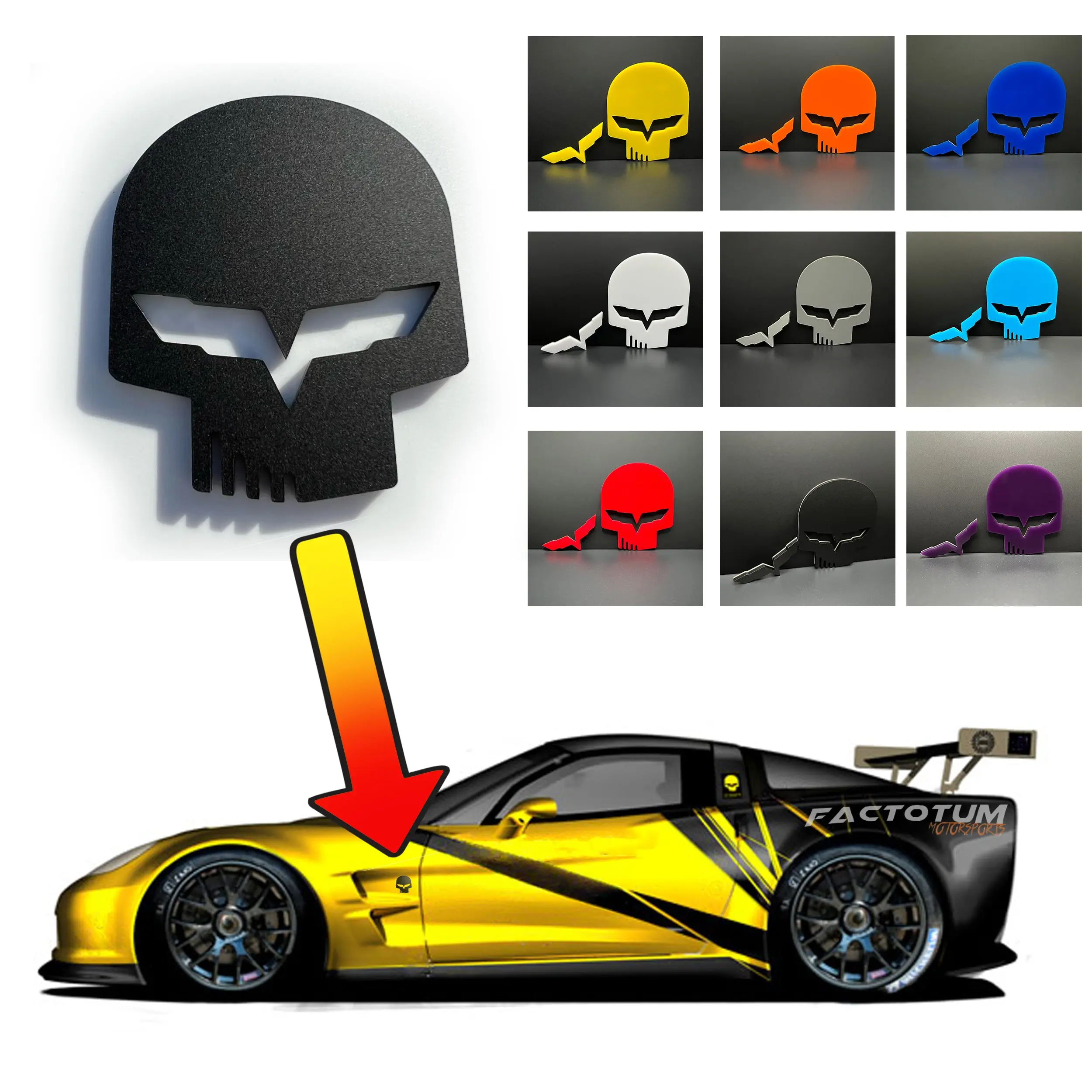 Jake Skull Badge for Corvette Custom Emblem