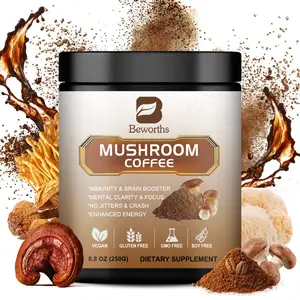 10-in-1 Mushroom Coffee,Lions Mane Mushroom Powder Instant Coffee with Lion's Mane, Reishi, Chaga, Cordyceps, Turkey Tail - 250g Mushroom Coffee Alternative for Energy, Mental Clarity & Focus, Brain Booster