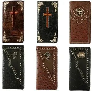 Cross, Cross Praying Cowboy Men Western Wallets Bifold Check Book Style