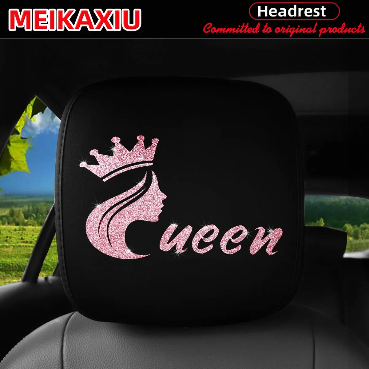 Shimmering Beautiful Queen Queen Blingbling Underwater Material Car Head Cover Head Rest Blanket Car Seat for Women
