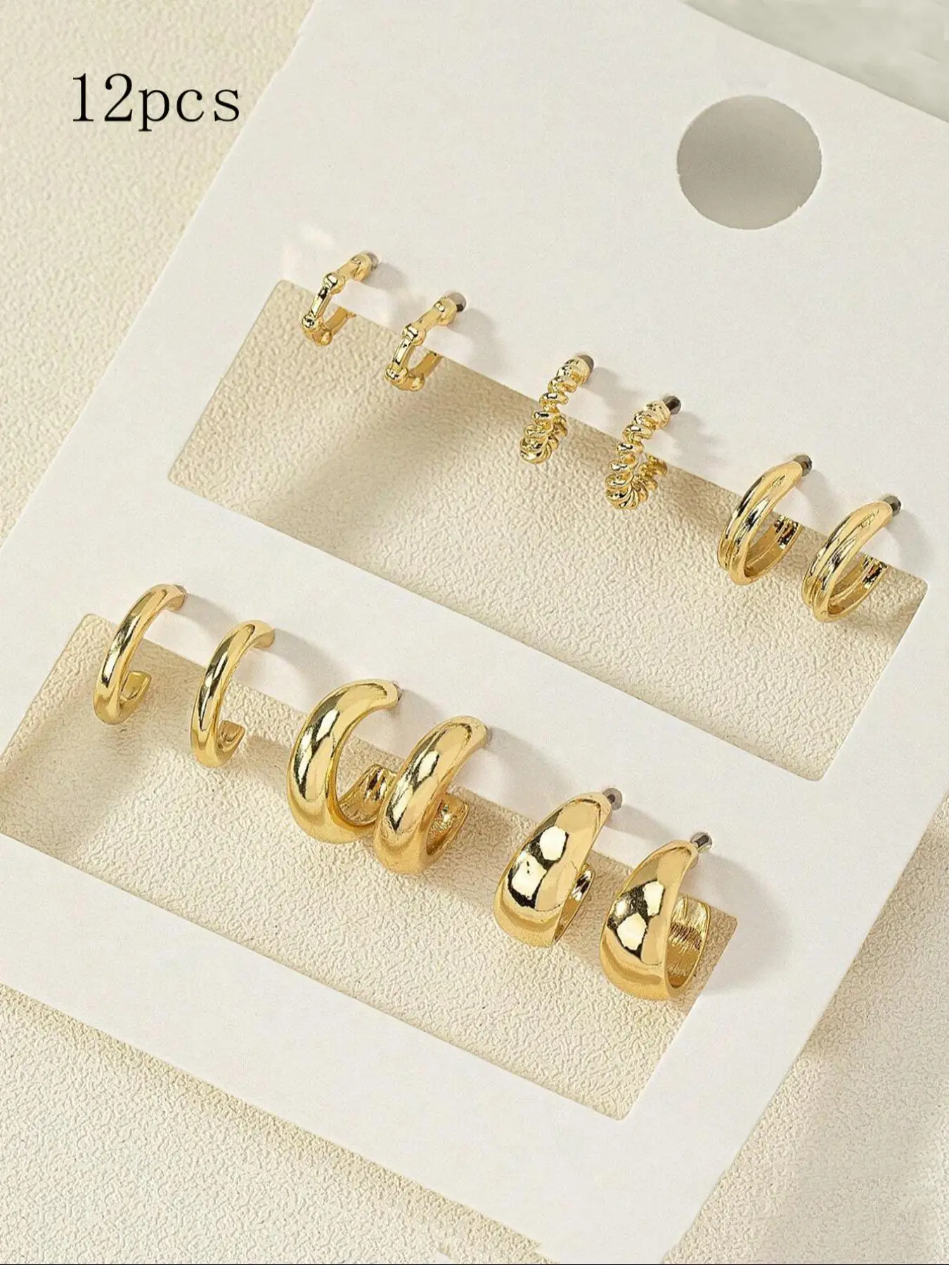 Women's Elegant Texture Metal Design Hoop Earrings, 6 Pairs Fashion C Shape Jewelry for Party, Daily Clothing Decor, Trendy All-match & Exquisite Jewe