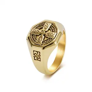 Celtic Cross Endless Knot Ring for Men Vintage Minimalist luxury Edgy Street Style Band