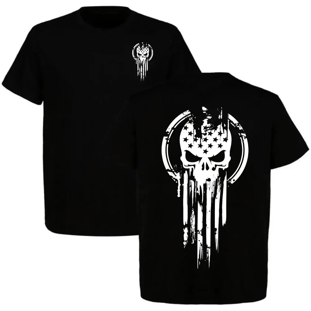 Men's Slim Fit Casual Cotton Tops - Short Sleeve Round Neck Streetwear Tee with American Warrior Graphic Print, Lightweight Menswear, Shortsleeve, Graphic Shirts, American-Themed Graphic Style