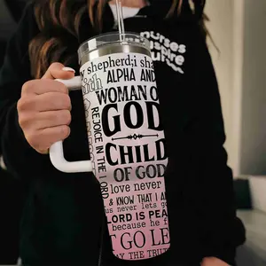 Religious Woman of God - 40oz large capacity car water bottles with lid and handle, 304 stainless steel insulated tumbler, suitable for car, office, travel, Gifts for Hope, Gift, Christian Gift
