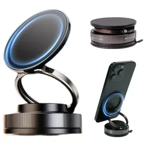 360° Adjustable Vacuum Magnetic Phone Holder, Portable Car Phone Mount, Suction Phone Holder Compatible with MagSafe, Car Phone Stand, Car Cellphone Mount