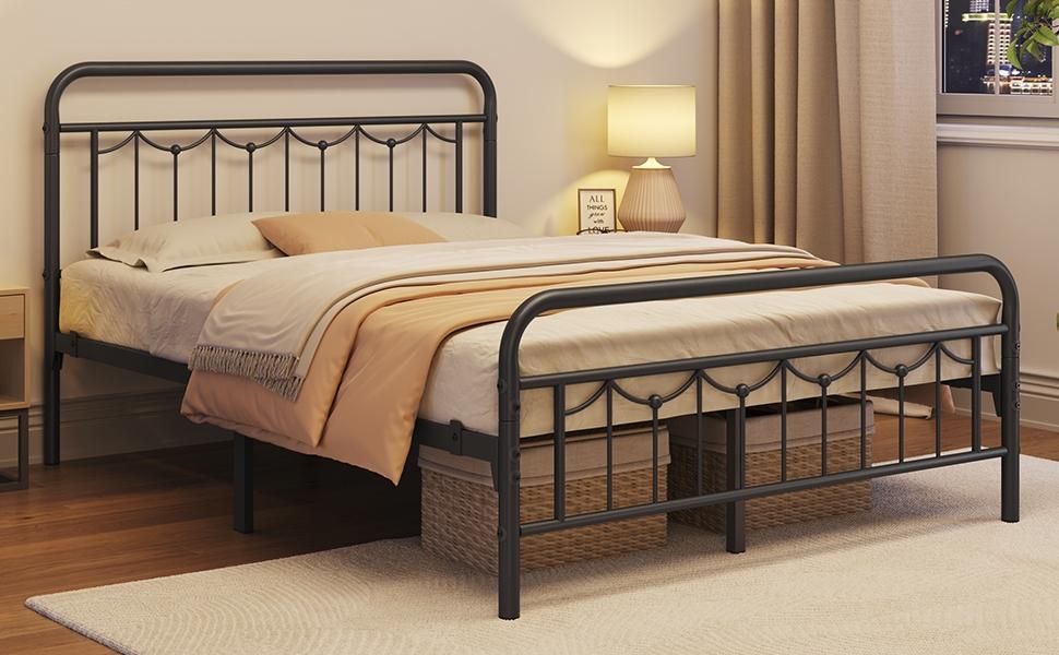 Yaheetech Antique Gold Queen Size Metal Bed Frame with Vintage Headboard Footboard Heavy Duty Steel Slat Support Ample Under Bed Storage No Box Spring Needed - Platform Bedframe Yaheetech Antique Gold Queen Size Metal Bed Frame with Vintage Headboard Footboard Heavy Duty Steel Slat Support Ample Under Bed Storage No Box Spring Needed - Platform Bedframe