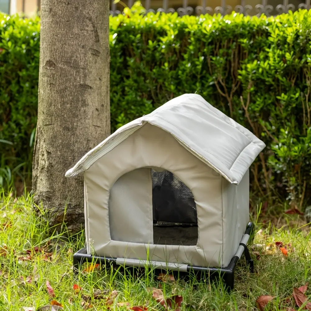 Outdoor Cats Catio & Shelter, Weatherproof Catio Shelter with Removable Cover Wind/Rain/Snow Proof, Multiple Sizes for Small to Large Cats, Use In Backyard, Garage, Lawn, Or Indoor, Includes Free Soft Pad + Ground Stakes, Easy to Assemble
