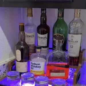 LED 3-Tier Liquor Bottle Display Shelf with Remote Control, Drink Storage Organizer Dining Room Furniture, Whiskey Spirits Holder for Tavern, Liquor Cabinet, Adjustable Shelves Dining Room Furniture