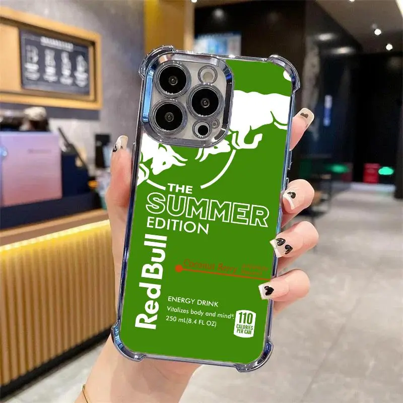 Redbull Energy Drink Challenger Edition Collection Style Electroplated TPU Casing For iphone 16 15 14 13 12 11 X XS PRO PLUS MAX Four Corners Anti - Fall Soft Silicone Gift Shockproof Protection Anti - Drop Protective Protector Phone Cases Shell Cover