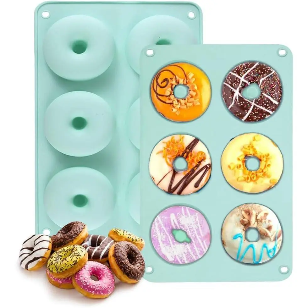 Donut Pan, Non-Stick Mold, Donut Mold for 6 Full-Size Baking  Shaped Doughnuts - Cake Biscuit Bagels 2 count (Mint Green)
