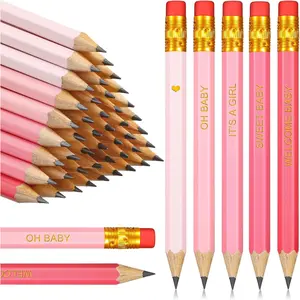 50 count  Shower Pencils for Activities Mini Golf Half Pencils, Presharpened with Erasers, 4 Inch(Gradient ,Girl Style)