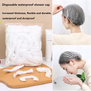 (50-pack) Disposable Shower Cap for Women, Bathing, Dyeing Hair, Extra Large, Thick, Waterproof, Oil-Resistant Head Cover, Portable Hair Cap for Travel and Business, Bathroom, Shower Essentials