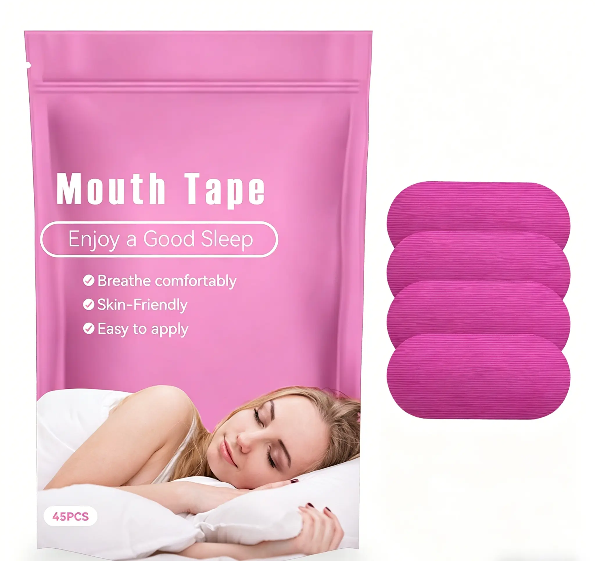 Soft Woven Fabric Mouth Tape, 45 Pack of Hypoallergenic Sleep Strips with Enhanced Adhesion for Sensitive Skin and Sports