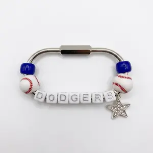 Beaded Bag Charm dodgers baseball